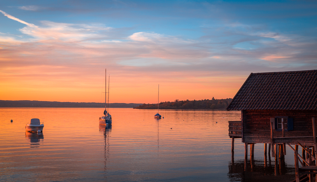 Boathouse Ammersee Sunset connection